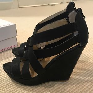 Chinese Laundry Black Strappy Wedge